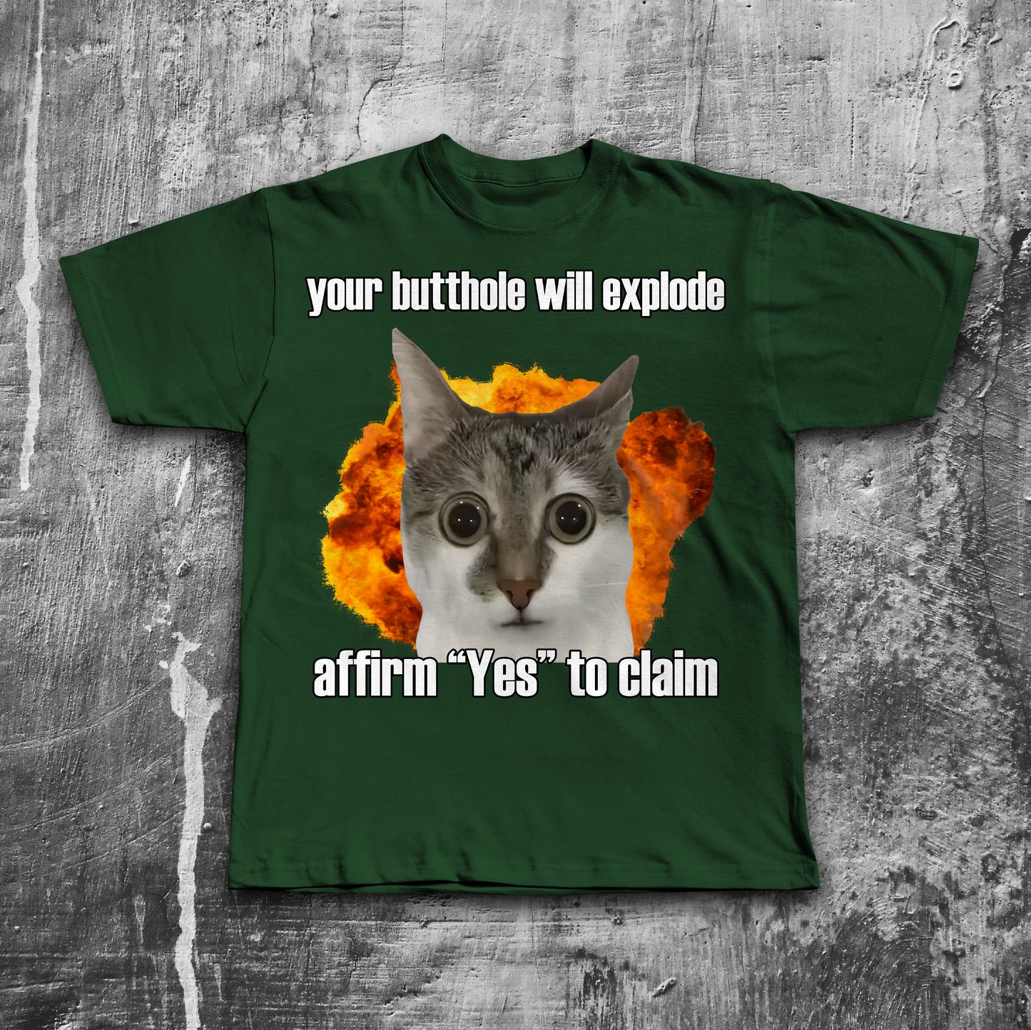 Your Butthole will explode affirm yes to claim Funny Cat Meme T-shirt, Brainrot Shirt
