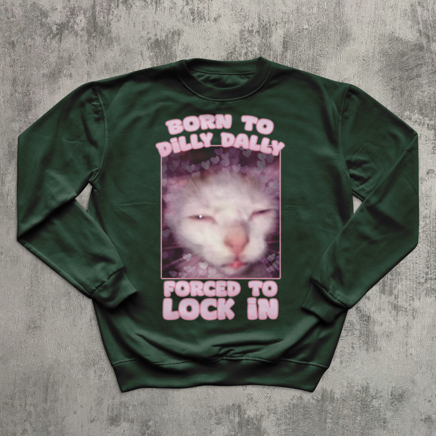 Born to Dilly Dally Forced To Lock In Funny Cat Meme Sweatshirt, Silly Cats Sweater, Ugly Sweathirts