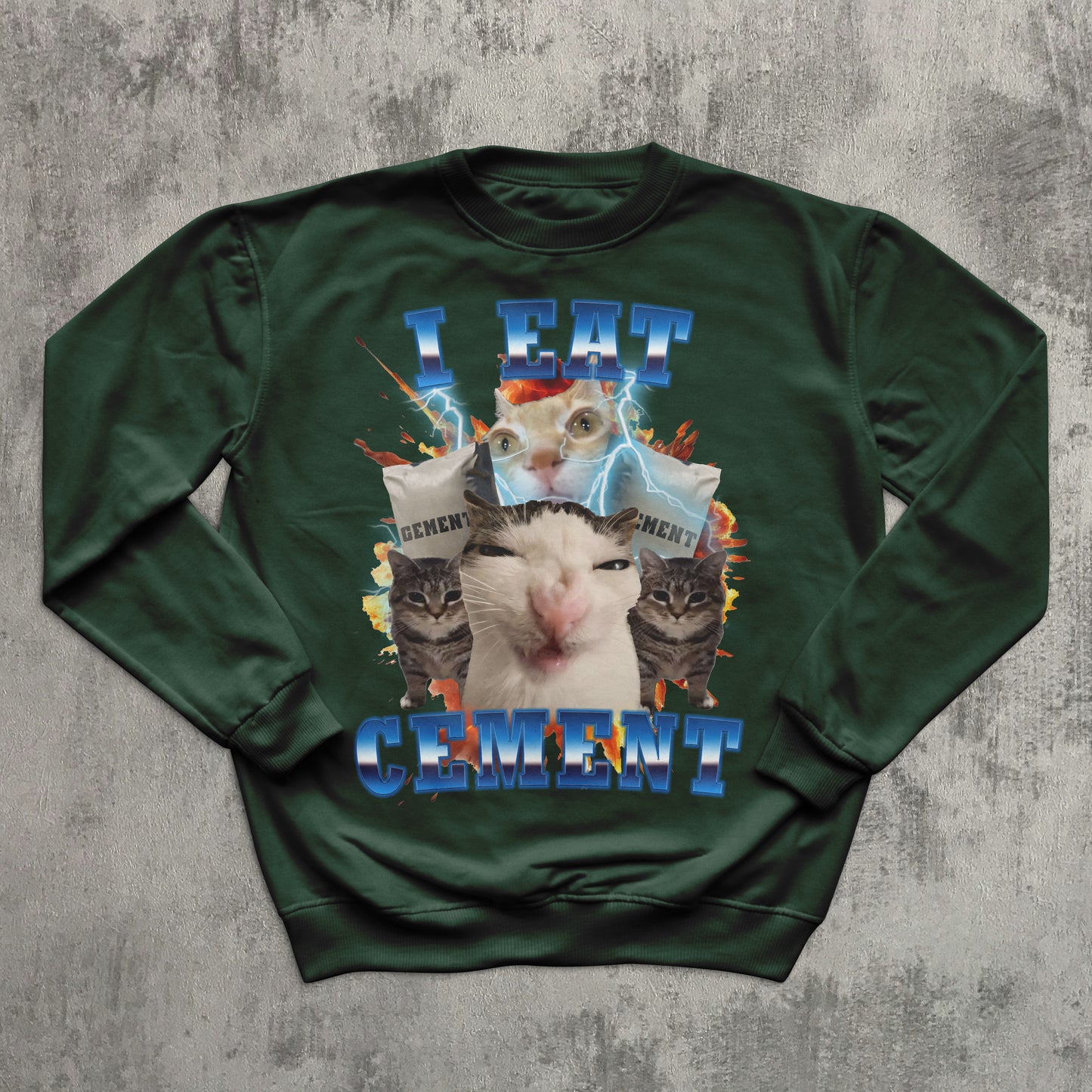 I Eat Cement Funny Cat Meme Tee Sweatshirt, Gift for Woman and Man, Stupid Gifts, Ugly Sweater