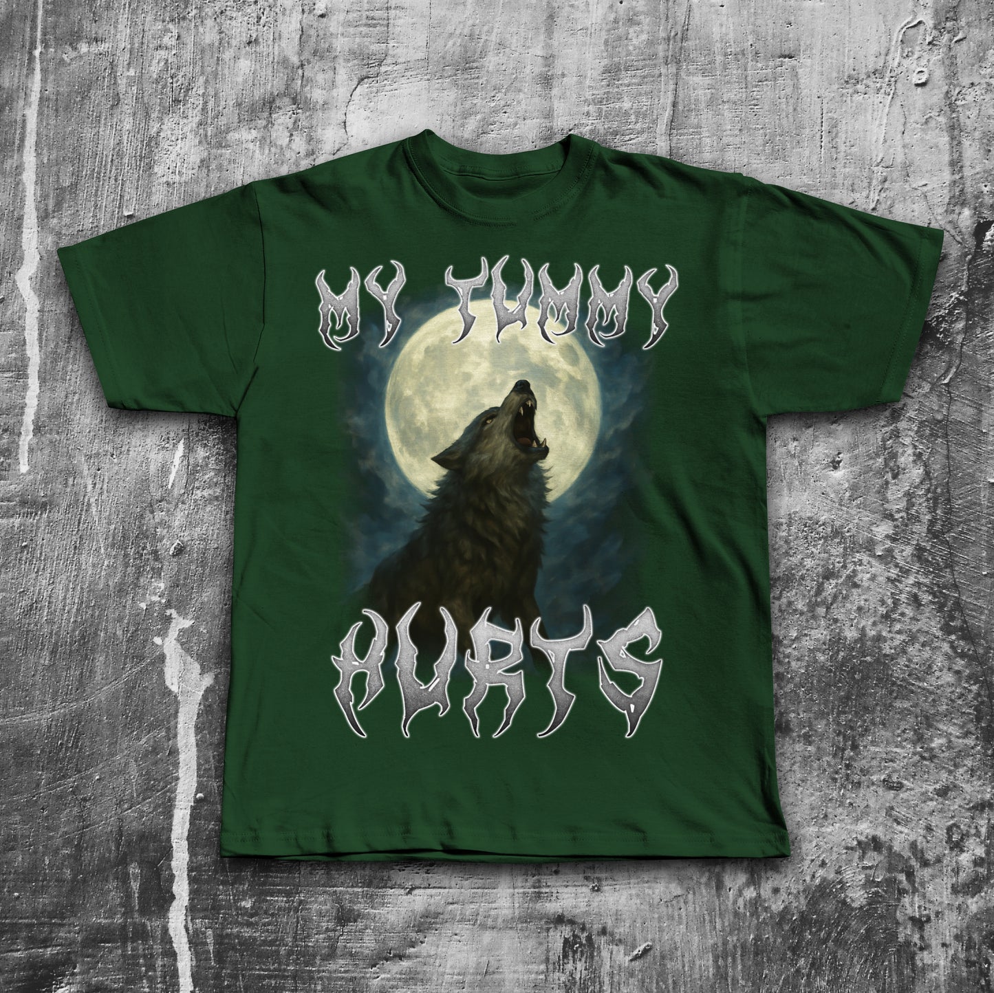 My Tummy Hurts 90s Retro Wolf T-shirt