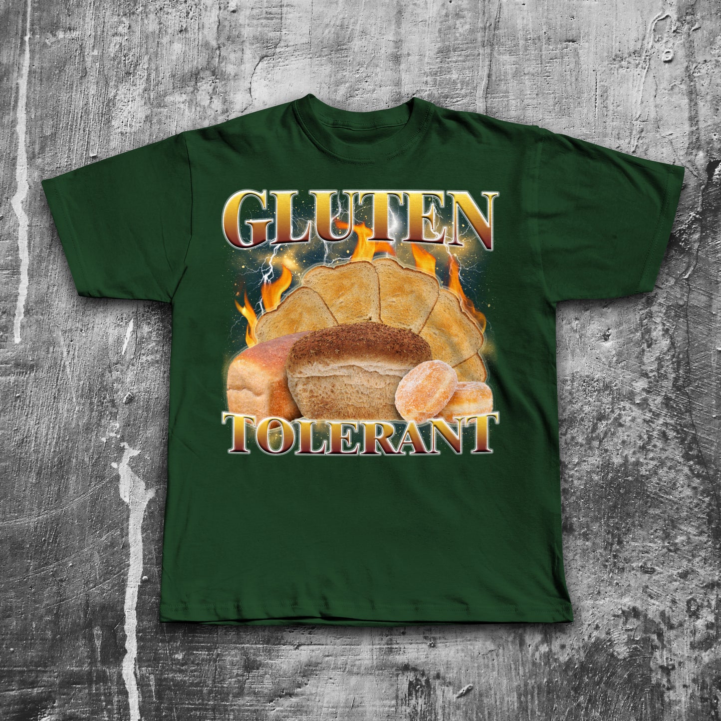 Gluten Tolerant Funny Meme T-shirt, Silly Joke Shirt
