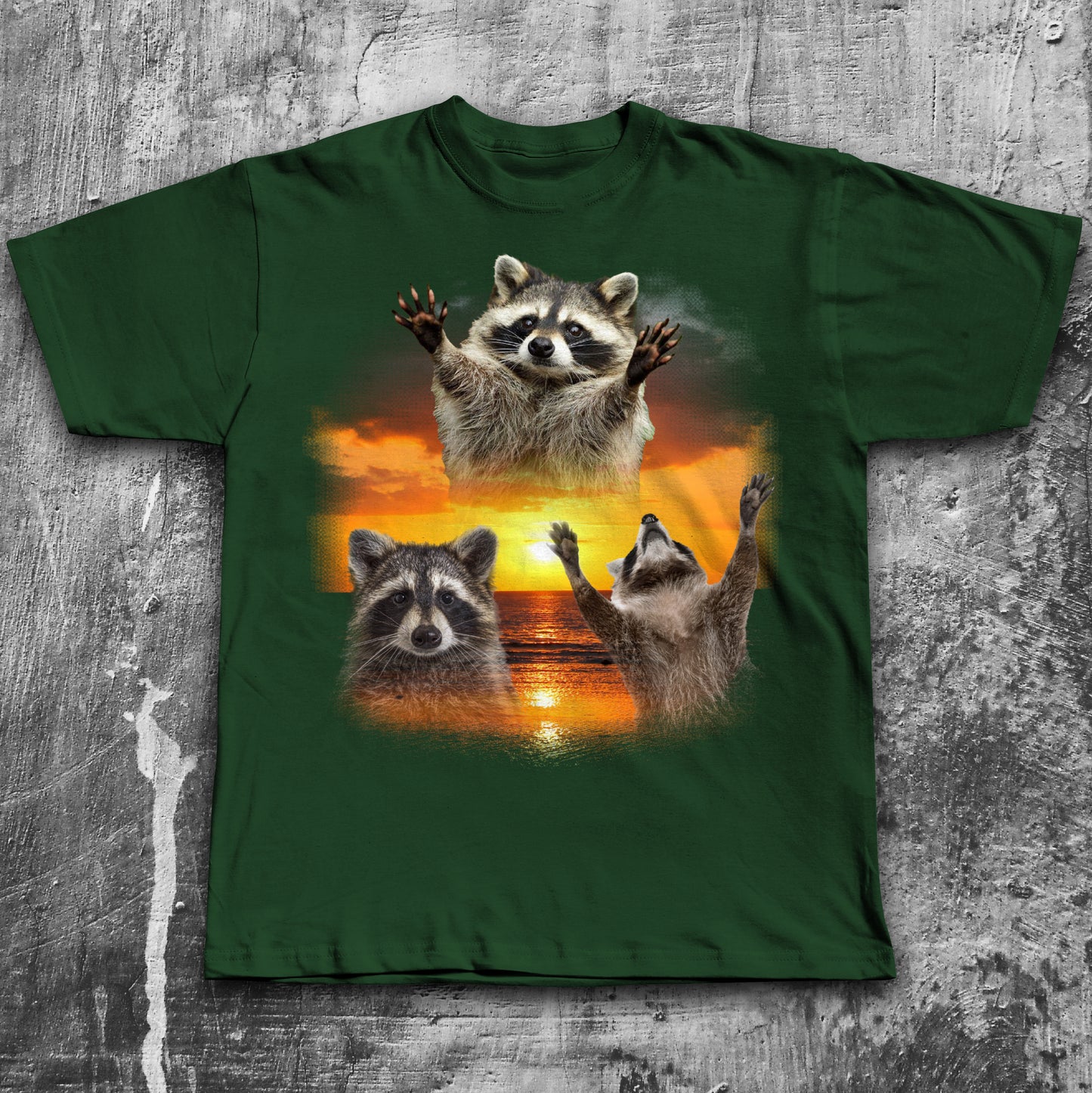 90s Retro Raccoons Sunset T-shirt