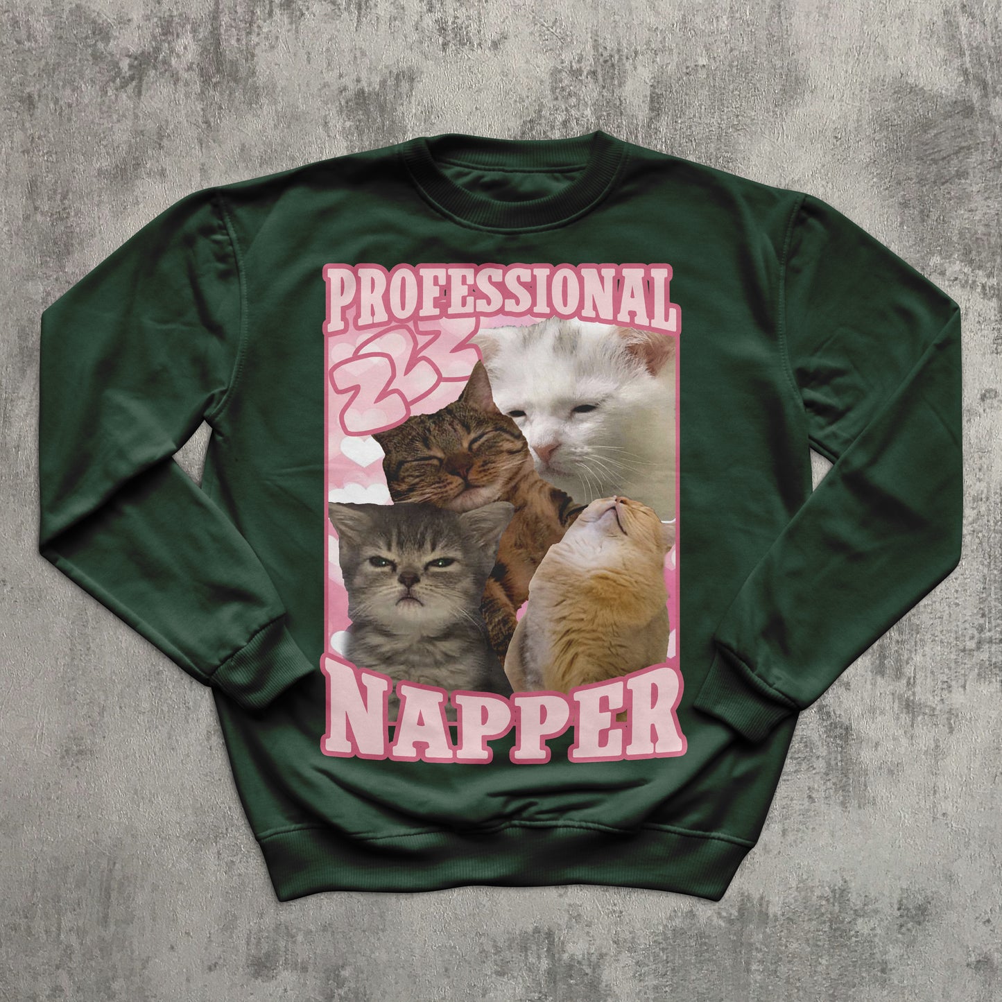 Professional Napper Funny Cat Sweatshirt, Napping Cats Meme Tops, Ugly Sweater, Napper Kitten Sweatshirts