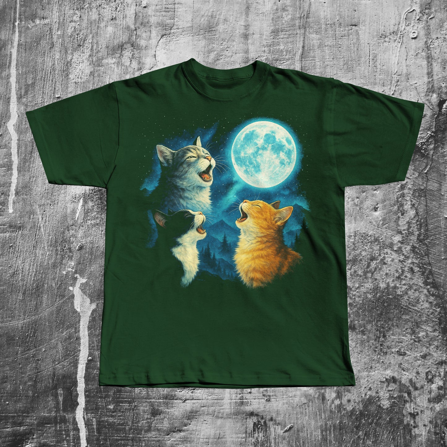 90s Retro Cats Meowing to the Moon T-shirt, Graphic Tee