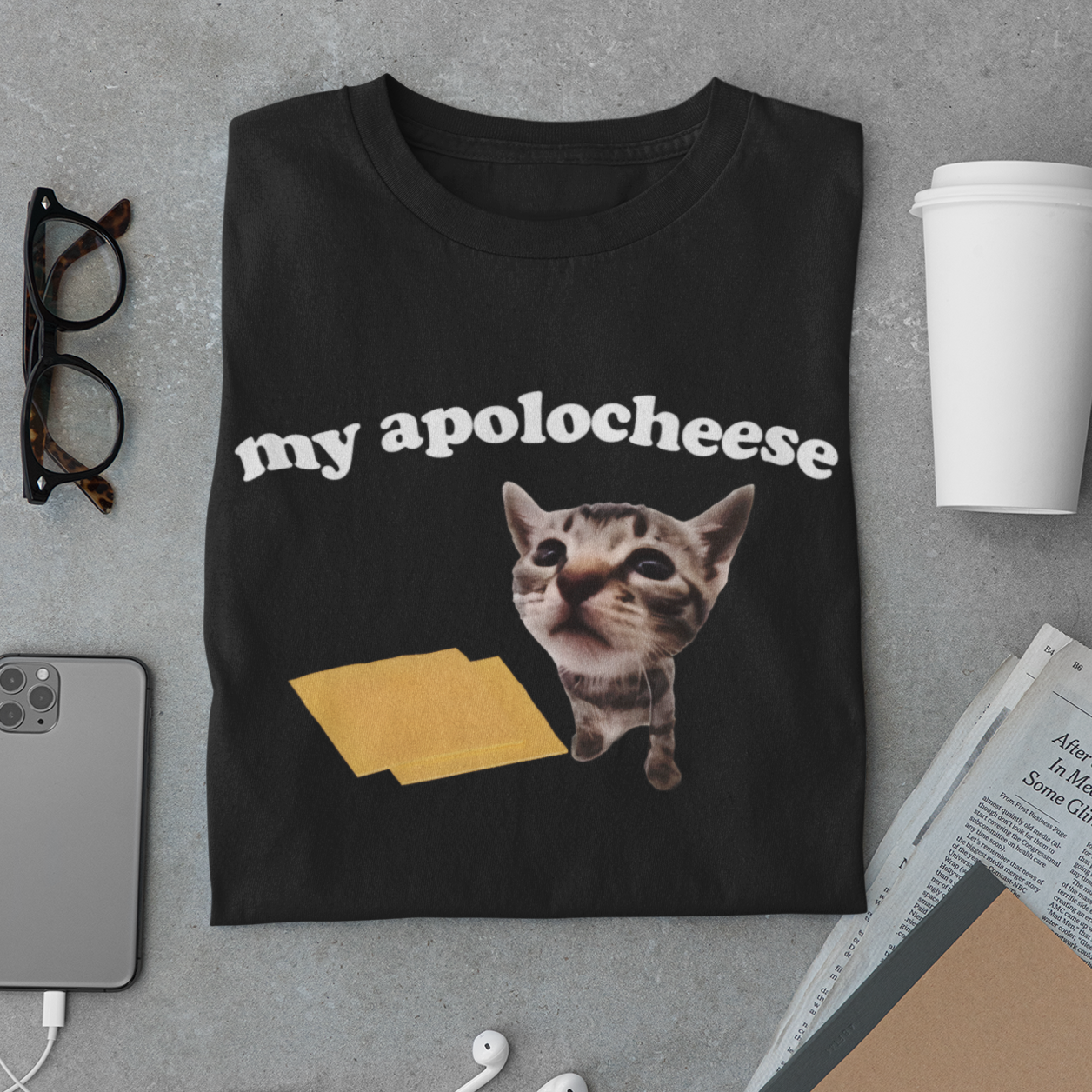 My Apolocheese Funny Cat Meme Tee Shirt Gift for Woman and Man