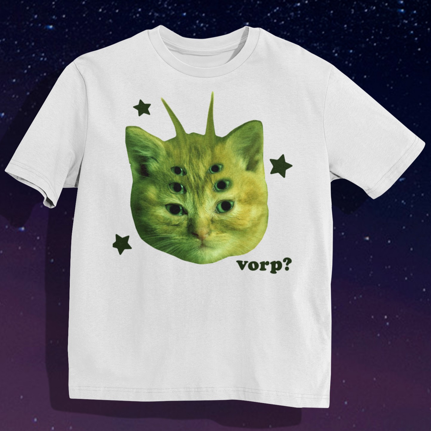 Vorp Funny Alien Cat Meme T-shirt, Silly Cats Shirt, Stupid Shirts, Unhinged Clothes, Brainrot Tee