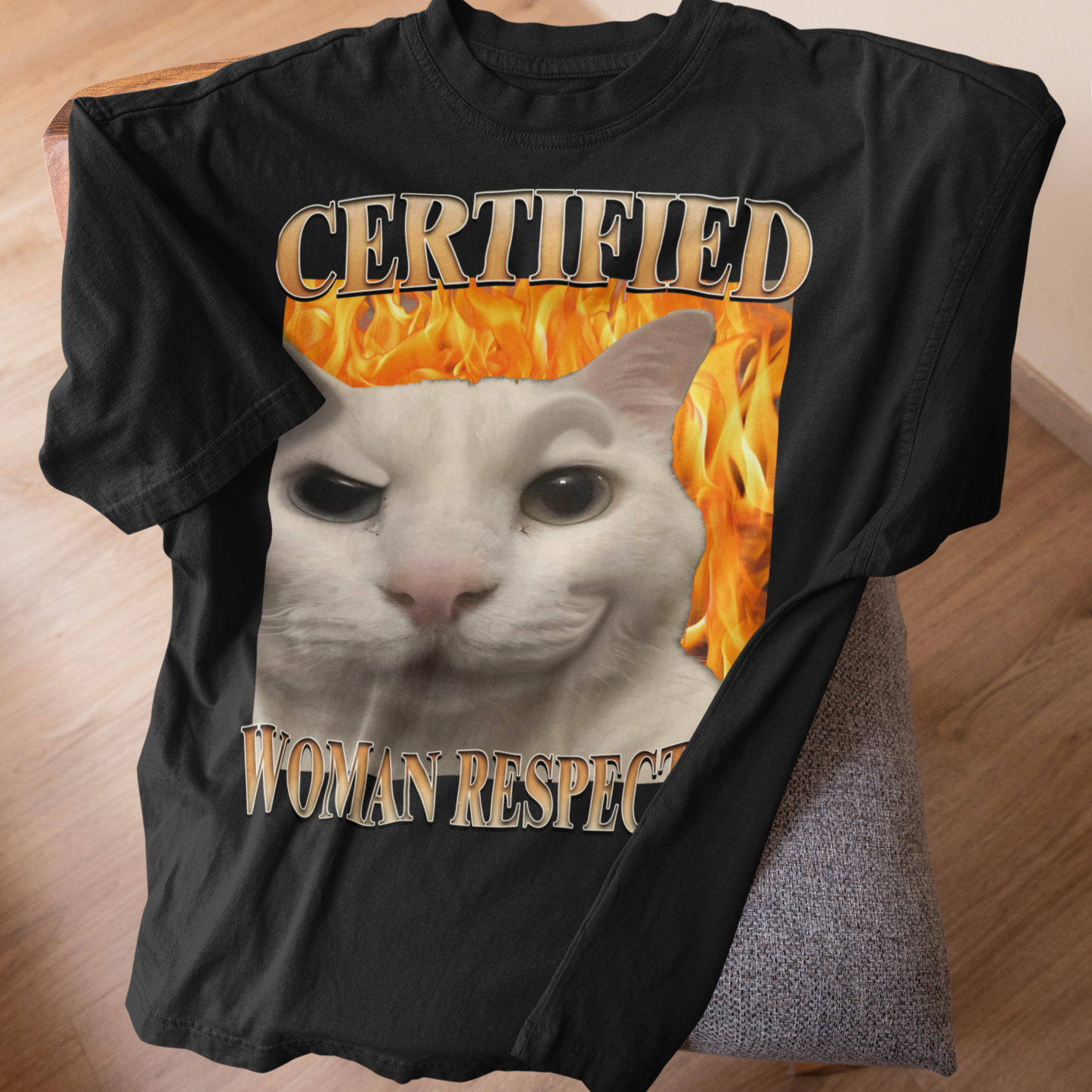 Certified Woman Respecter Funny Cat Meme T-shirt