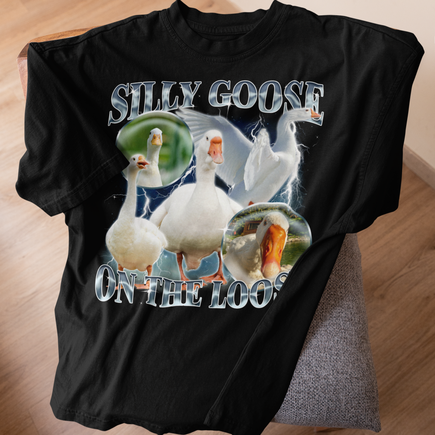 Silly Goose On The Loose Funny Meme T-shirt, Goose Lover Shirt, 90s Retro Bootleg Tshirt