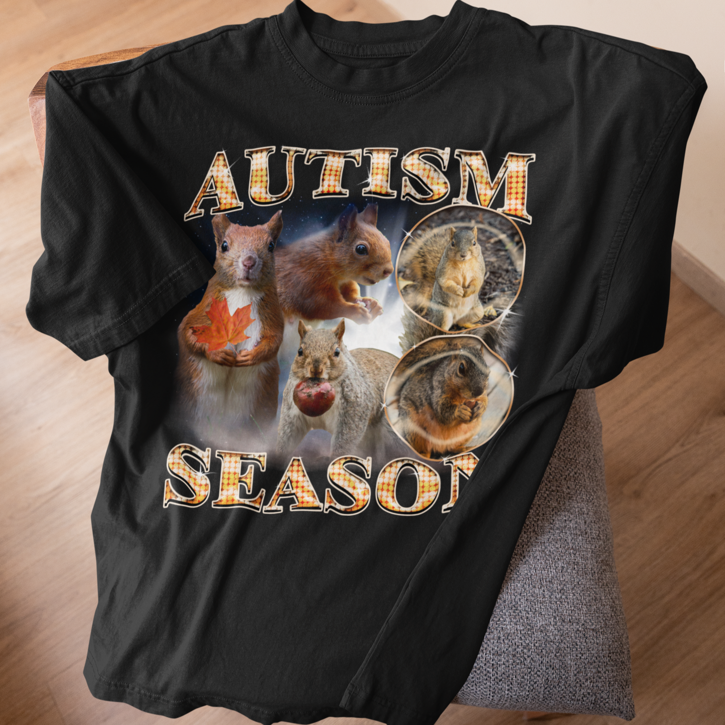 Autism Season Funny Squirrel T-shirt, Unhinged Clothes, Autumn Shirt, Stupid Gifts, Silly Animal Shirts, 90s Retro Bootleg Graphic Tee
