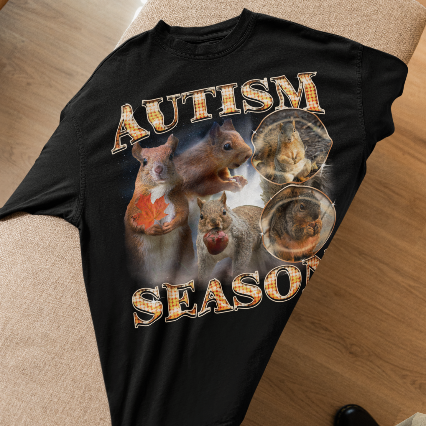 Autism Season Funny Squirrel T-shirt, Unhinged Clothes, Autumn Shirt, Stupid Gifts, Silly Animal Shirts, 90s Retro Bootleg Graphic Tee