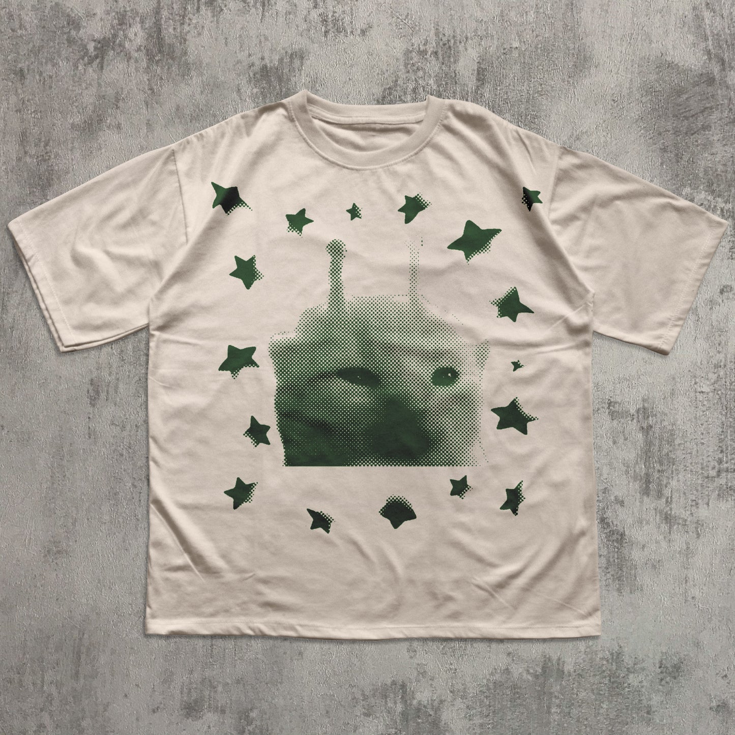 funny alien cat graphic t-shirt