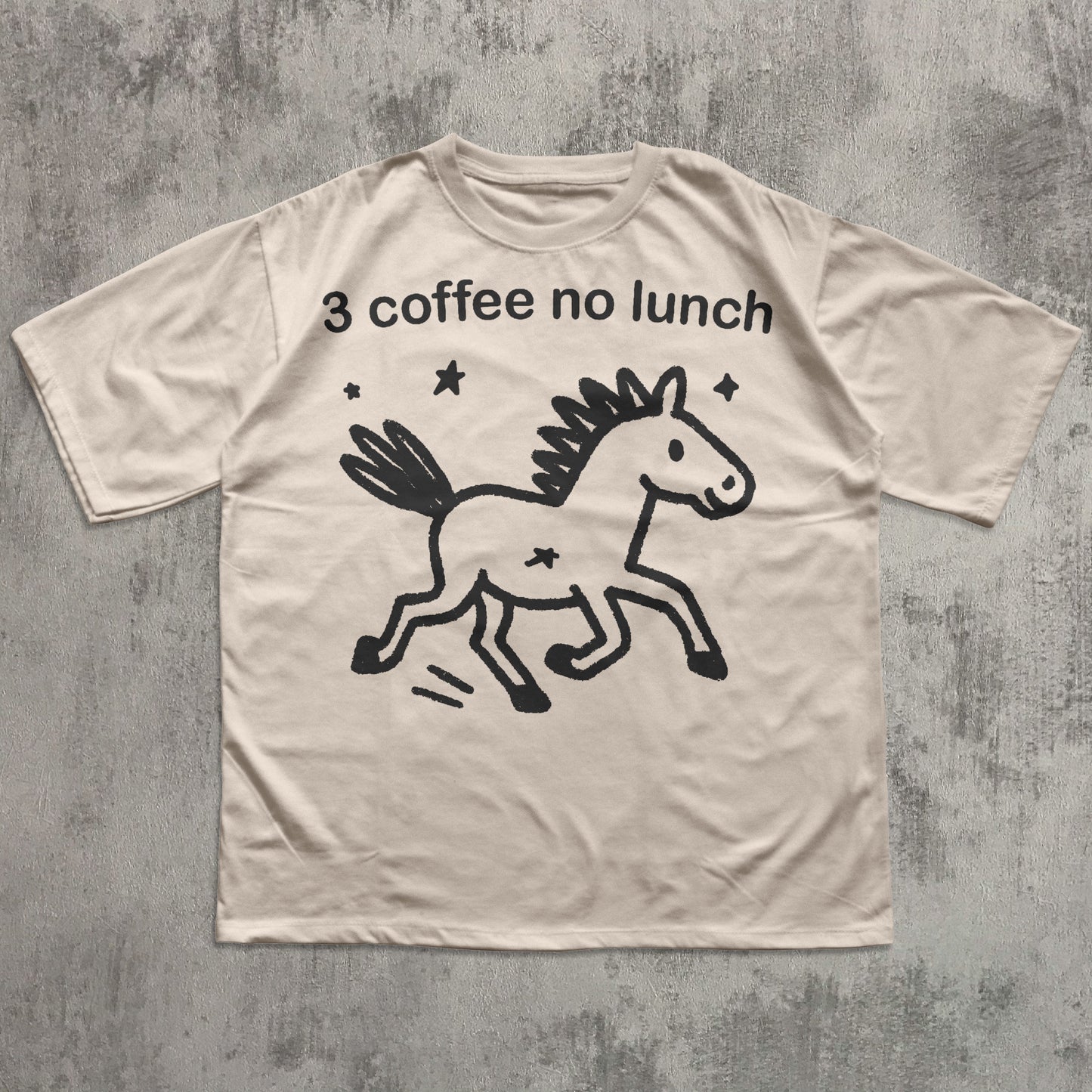 3 Coffee No Lunch Funny Horse Meme T-shirt, Silly Shirts