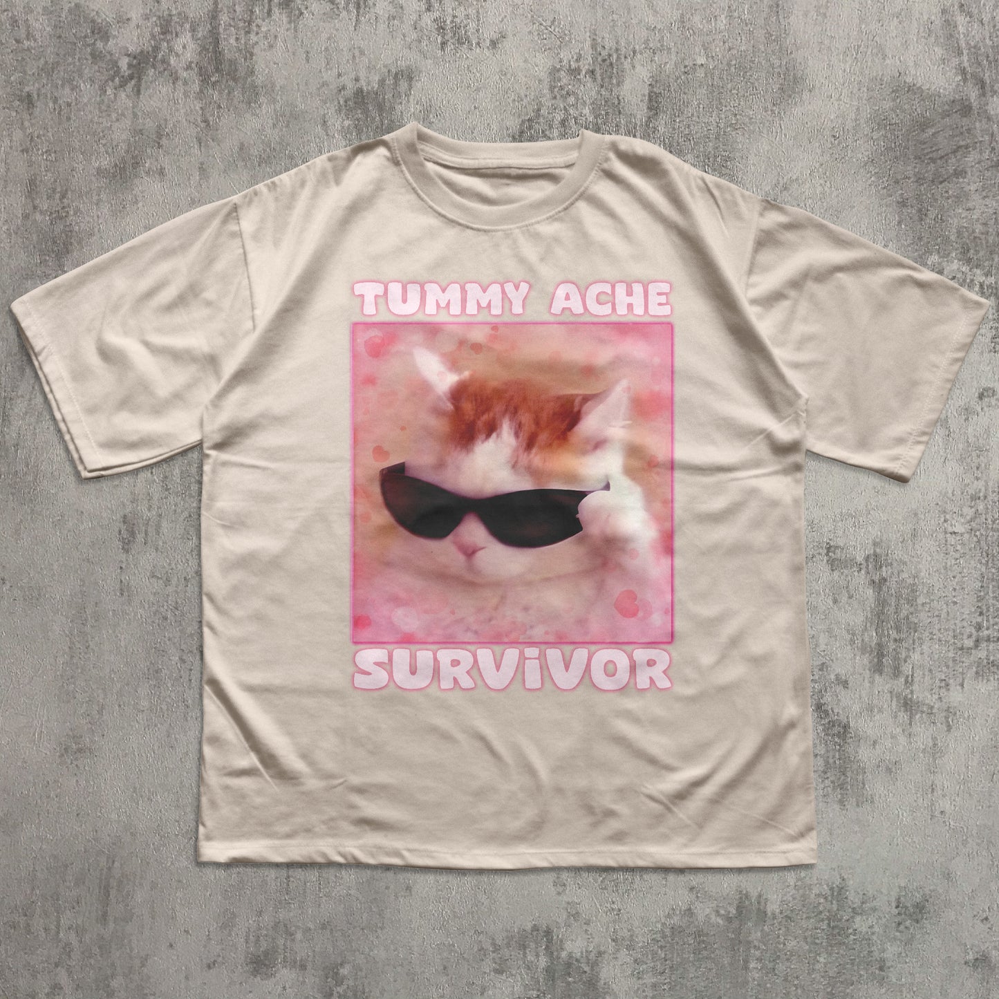 Tummy Ache Survivor Funny Cat Meme T-shirt