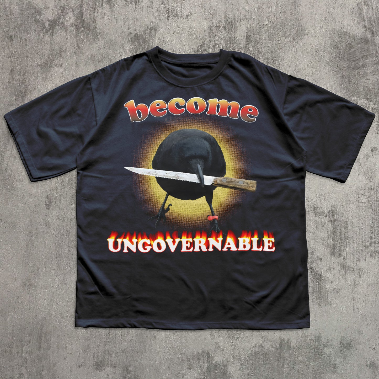 funny crow with knife meme t-shirt