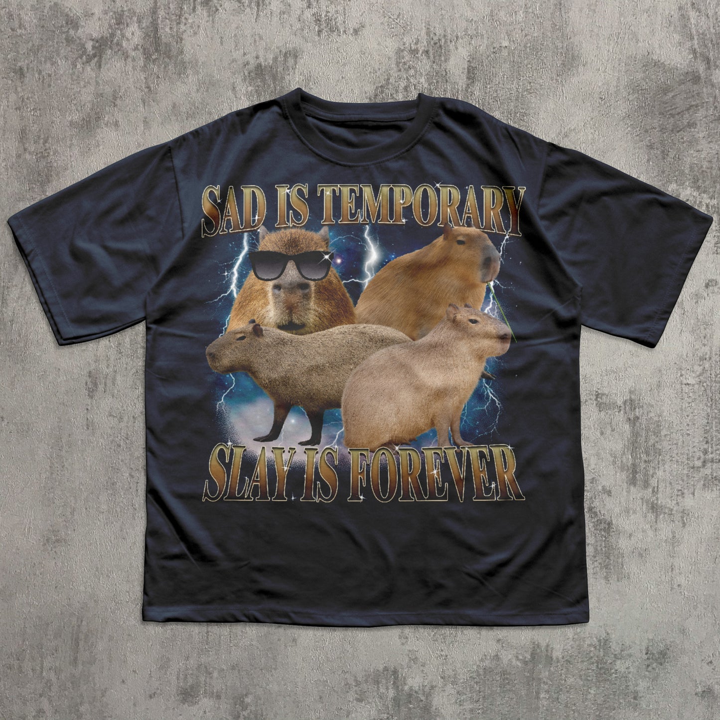 Sad Is Temporary Slay is Forever 90s Retro T-Shirt, Vintage Capybaras Shirt