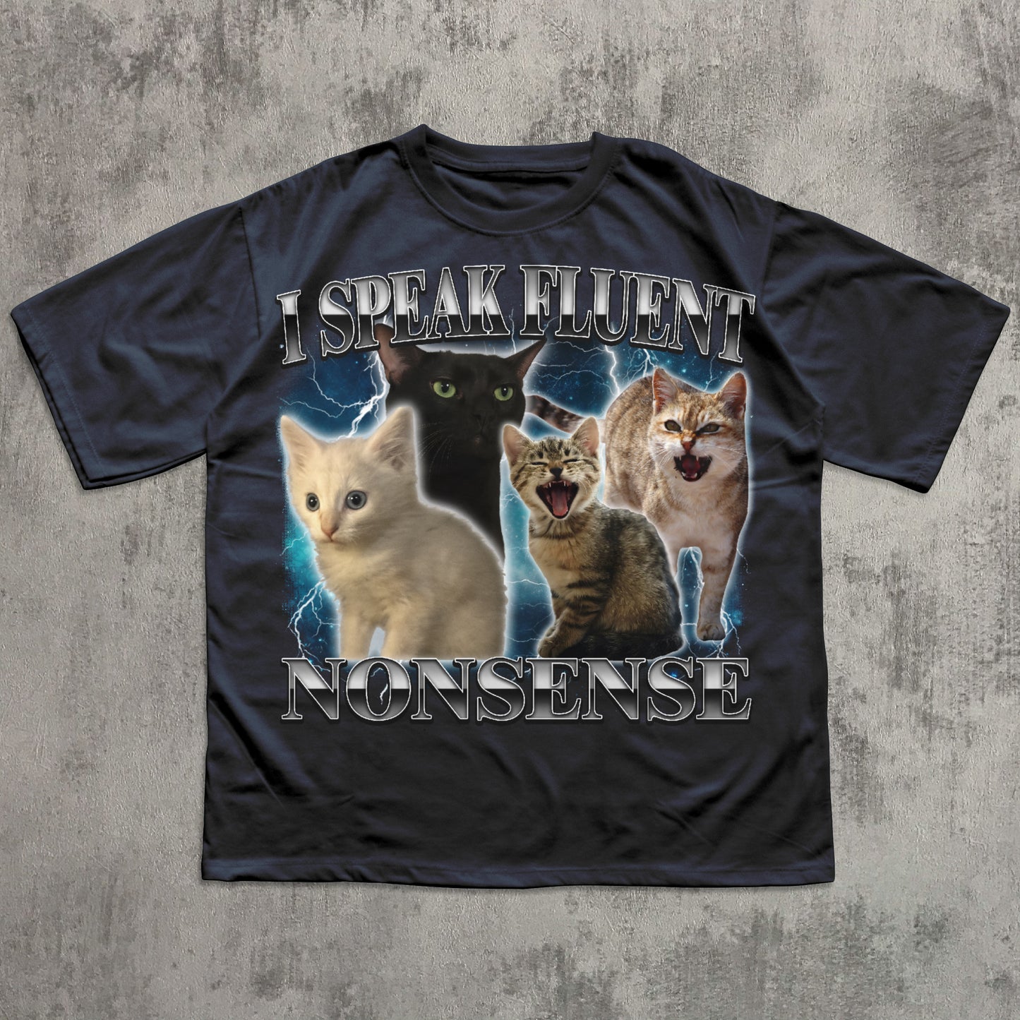 I Speak Fluent Nonsense Funny Cat Meme T-shirt, Silly Cats Shirt, Unhinged Clothes, Gift for Cat Lover, 90s Retro Kitten Tee, Gen Z Humor