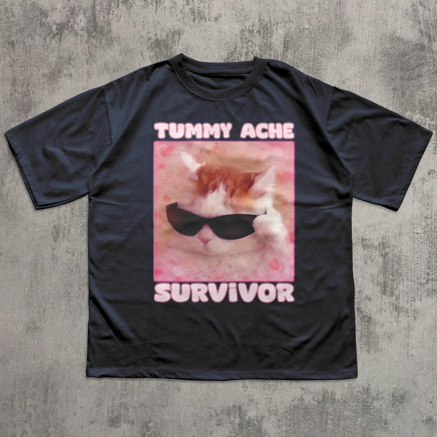 Tummy Ache Survivor Funny Cat Meme T-shirt