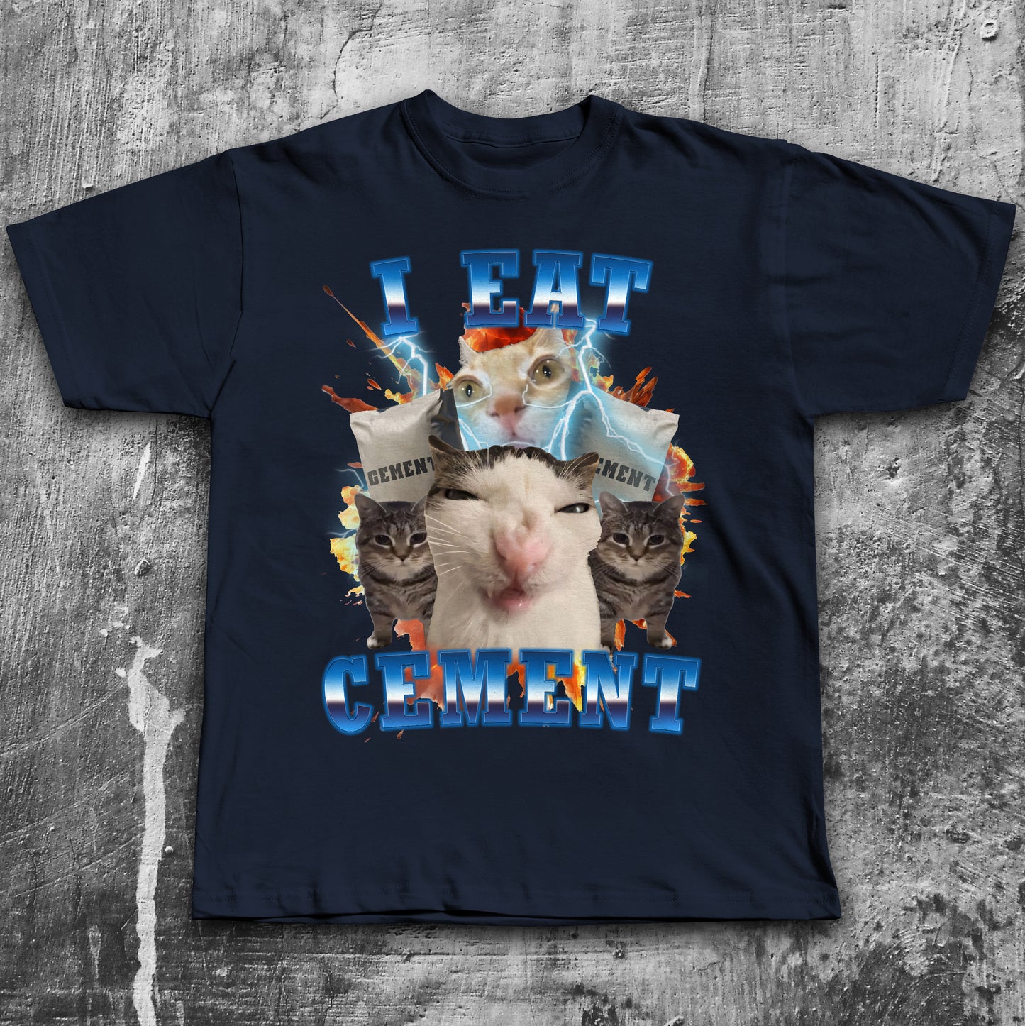 I Eat Cement Funny Cat Meme Tee Shirt