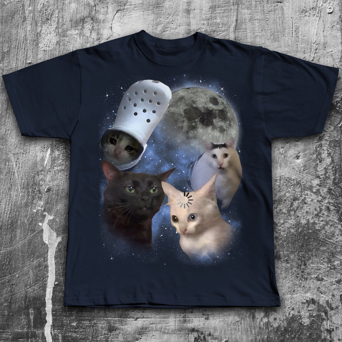 Funny Confused Cats Moon T-shirt