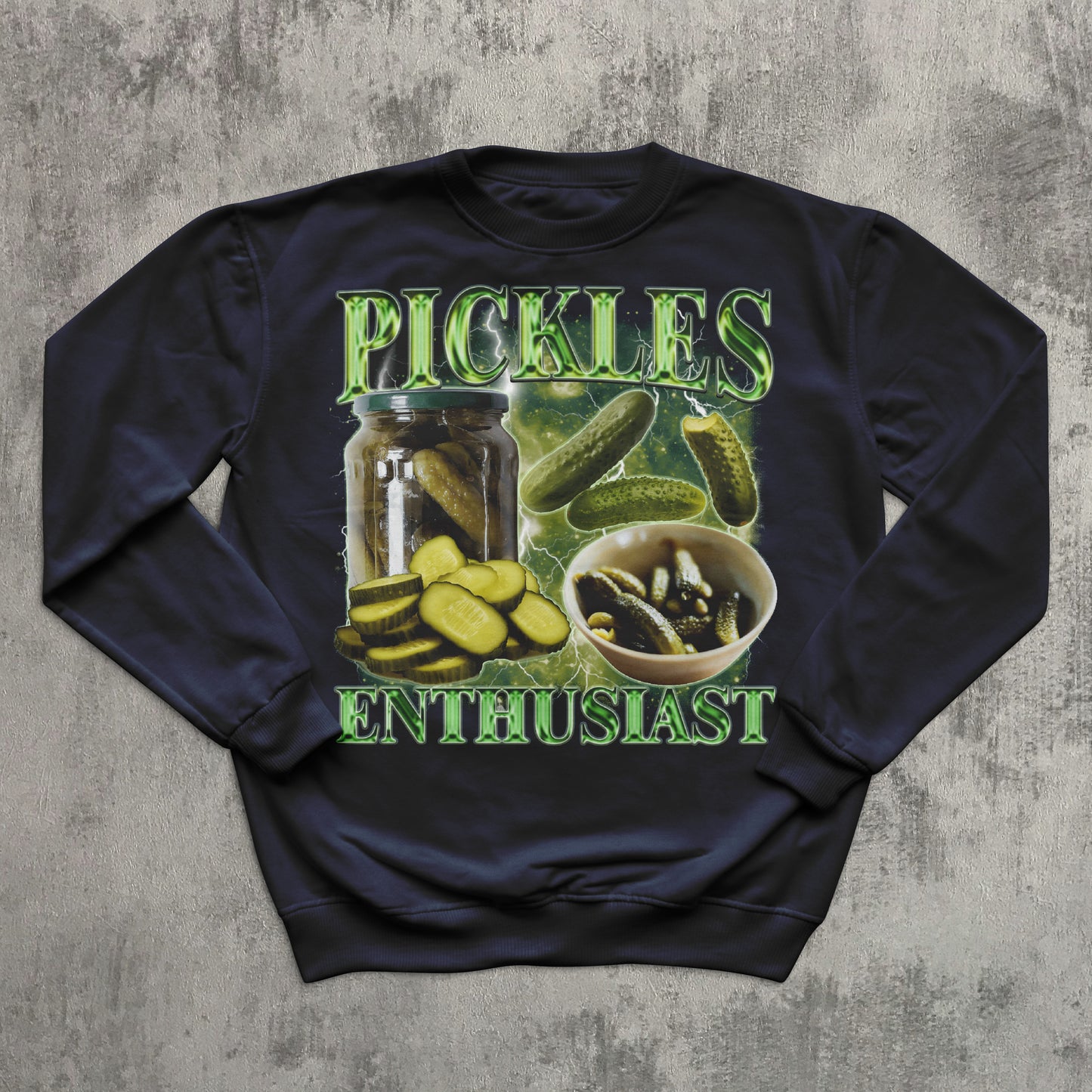 Pickles Enthusiast Funny Vintage 90s Retro Sweatshirt, Dill Pickle Lover Gift, Bootleg Style Sweatshirts, Weird Sweater