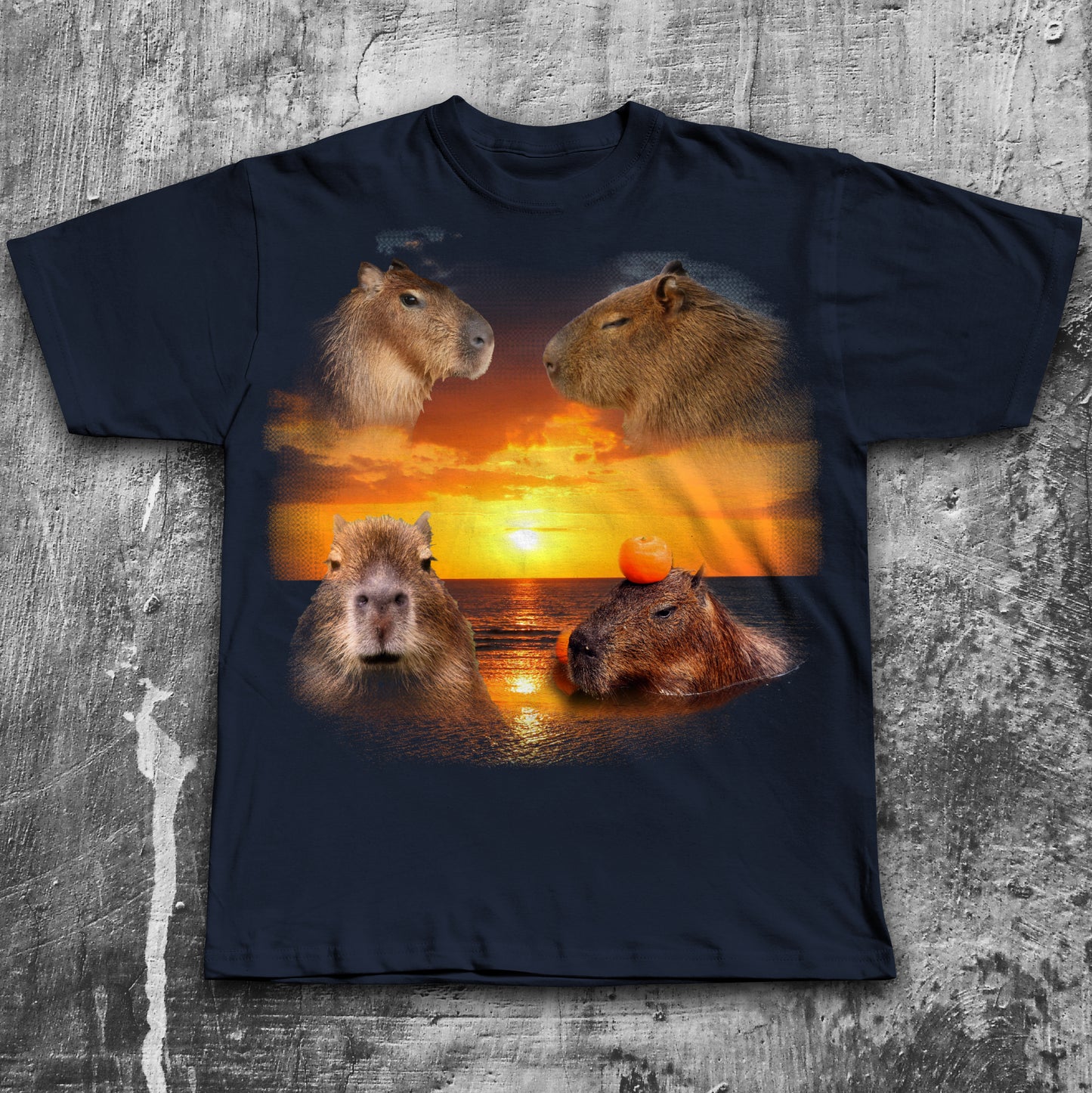 Funny Capybara Sunset Meme T-shirt