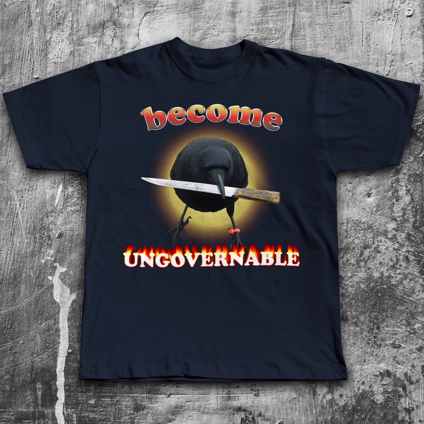 Become Ungovernable Funny Crow With Knife T-shirt