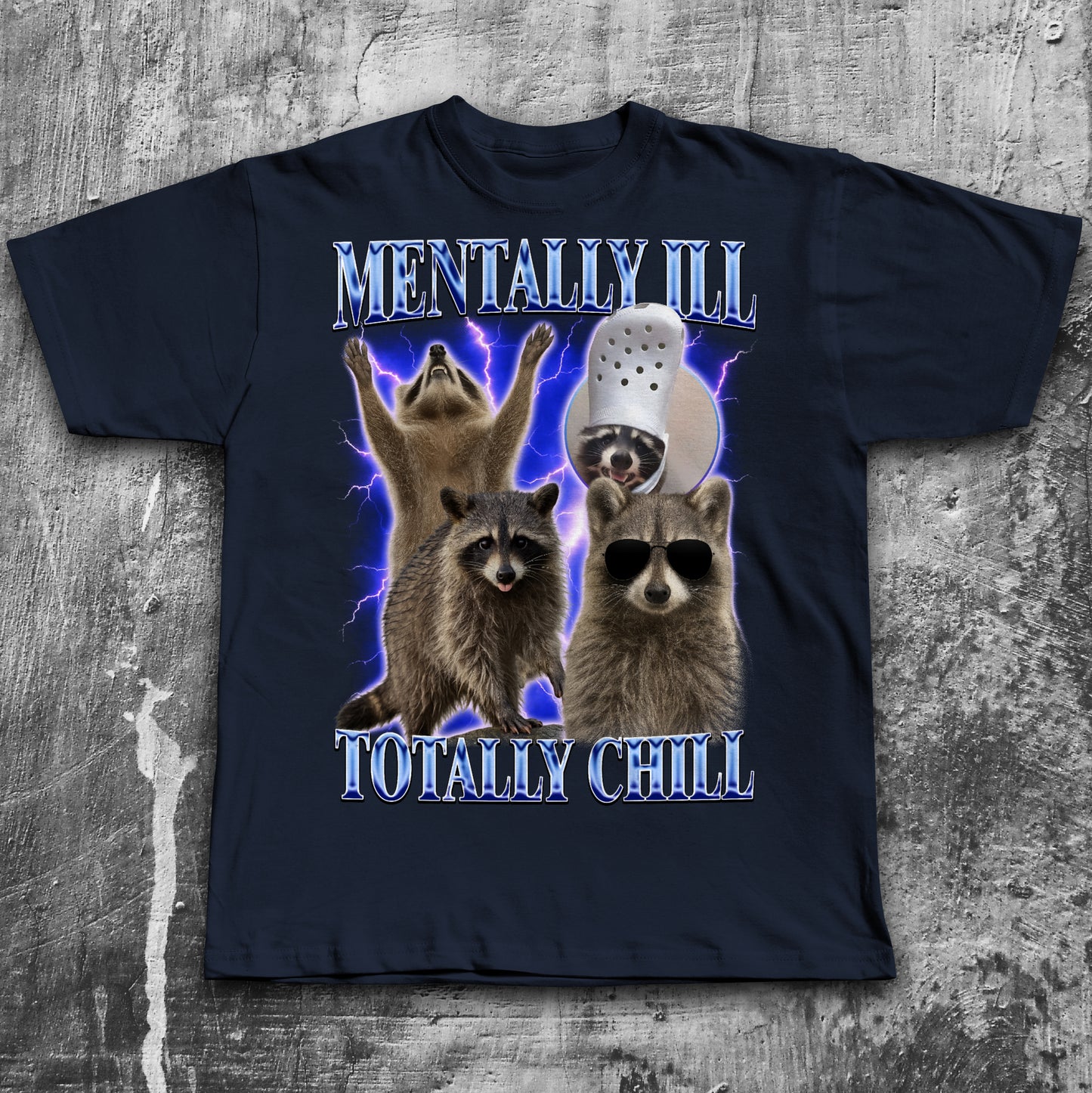 Mentally Ill Totally Chill Funny Raccoon Shirt, Vintage Graphic Raccoons T-shirt