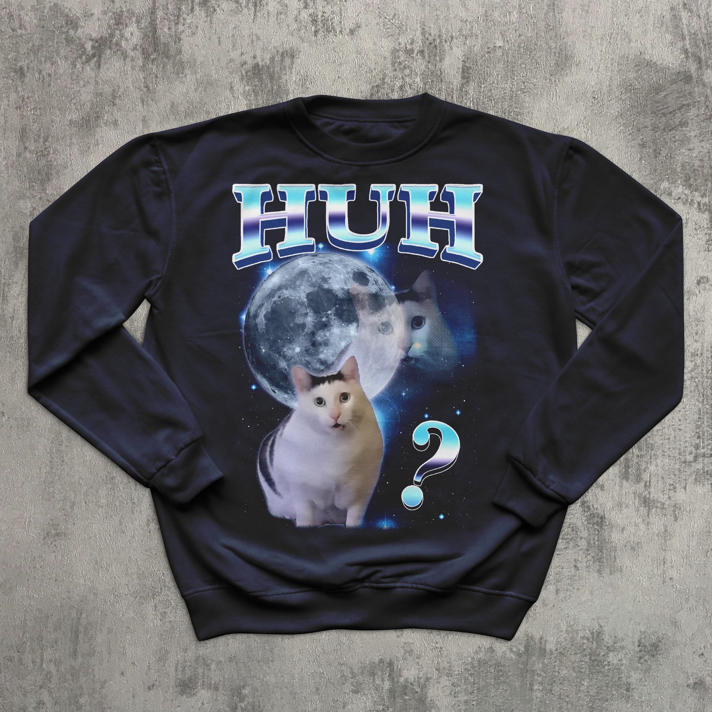 HUH Funny Cat Meme Sweatshirt, Silly Cats Sweater, Ugly Sweaters, Kitten Sweatshirts, Unhinged Clothes, Weird Tops, Confused Cat Top Gift