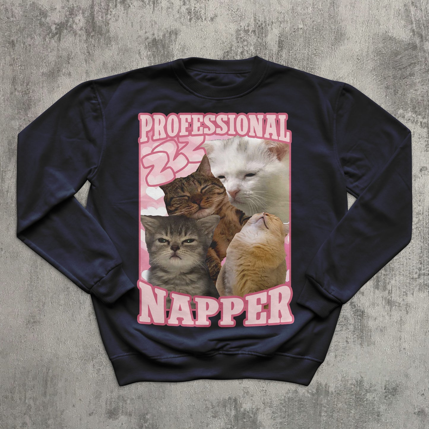 Professional Napper Funny Cat Sweatshirt, Napping Cats Meme Tops, Ugly Sweater, Napper Kitten Sweatshirts