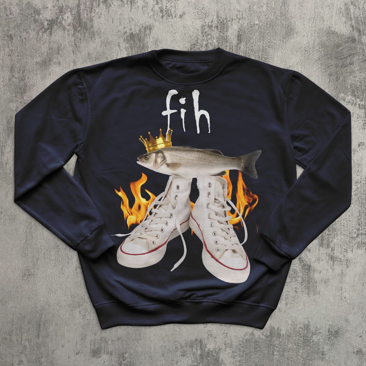 Fih Funny Meme Sweatshirt, Fish Sweatshirts, Unhinged Clothes, Ironic Tops, Stupid Gifts, Weird Top, Brainrot Sweater, Silly Sweaters