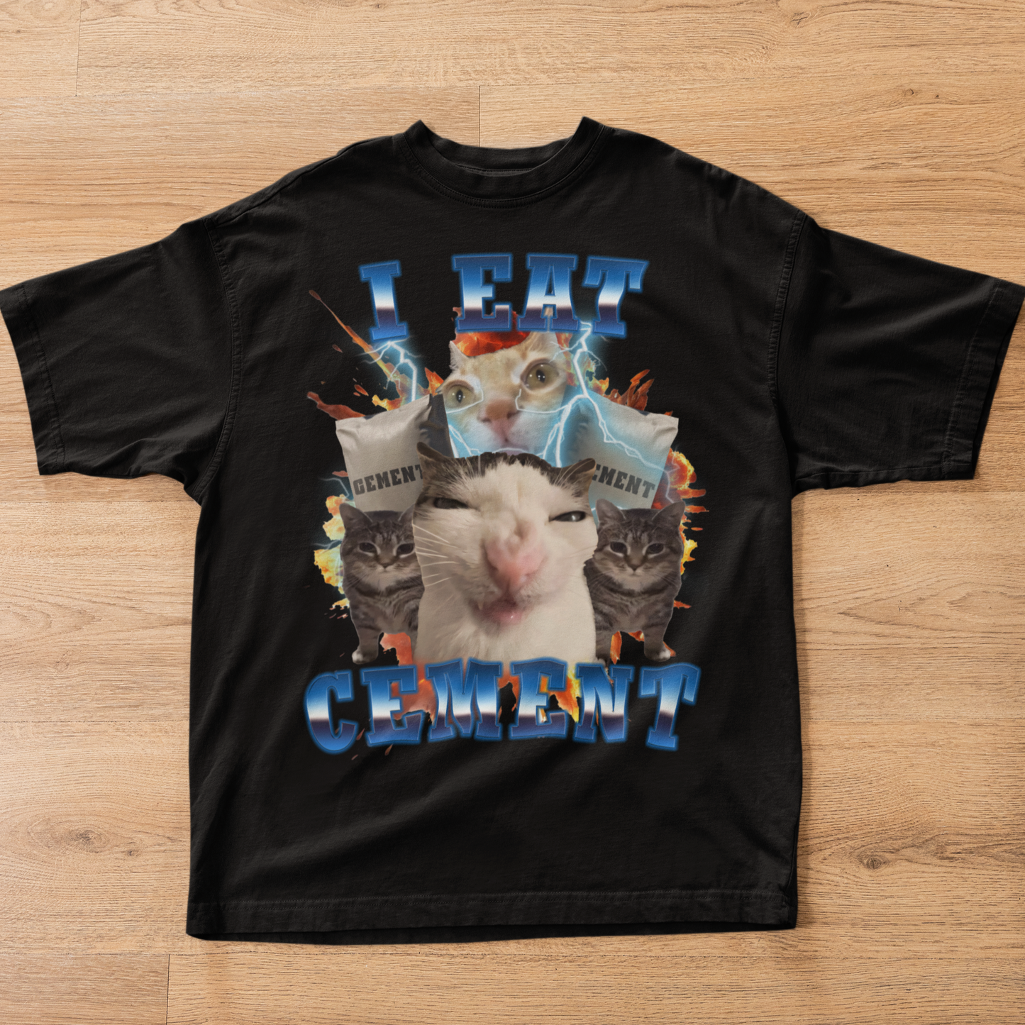 I Eat Cement Funny Cat Meme Tee Shirt