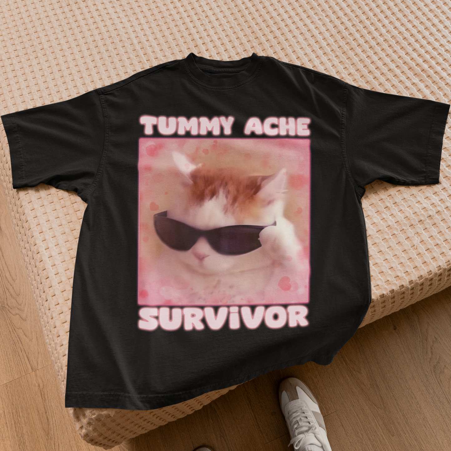 Tummy Ache Survivor Funny Cat Meme T-shirt