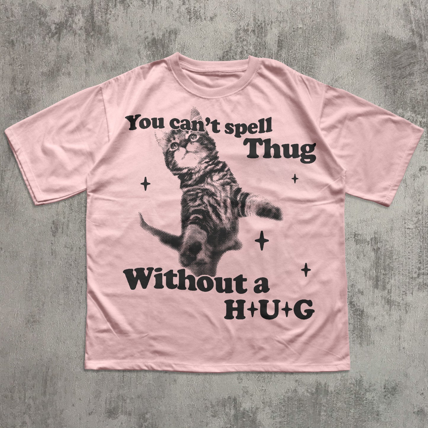 You Can't Spell Thug Without A Hug Funny Graphic Cat Shirt, Silly Cats T-shirt, 90s Retro Vintage Kitten Tee