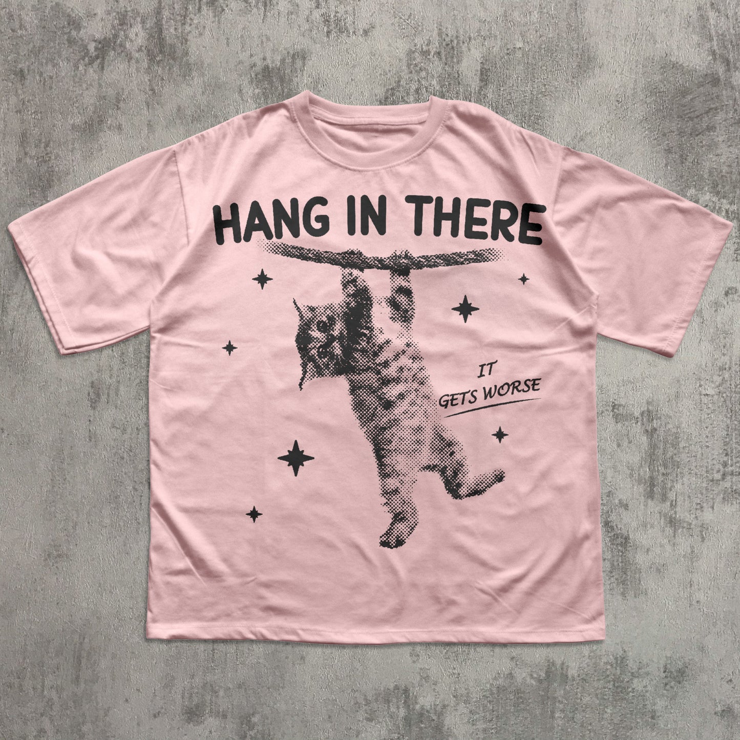 Hang In There It Gets Worse Funny Cat Shirt, Y2k Retro Cats T-shirt, Vintage Graphic Tee, Silly Kitten Tshirt
