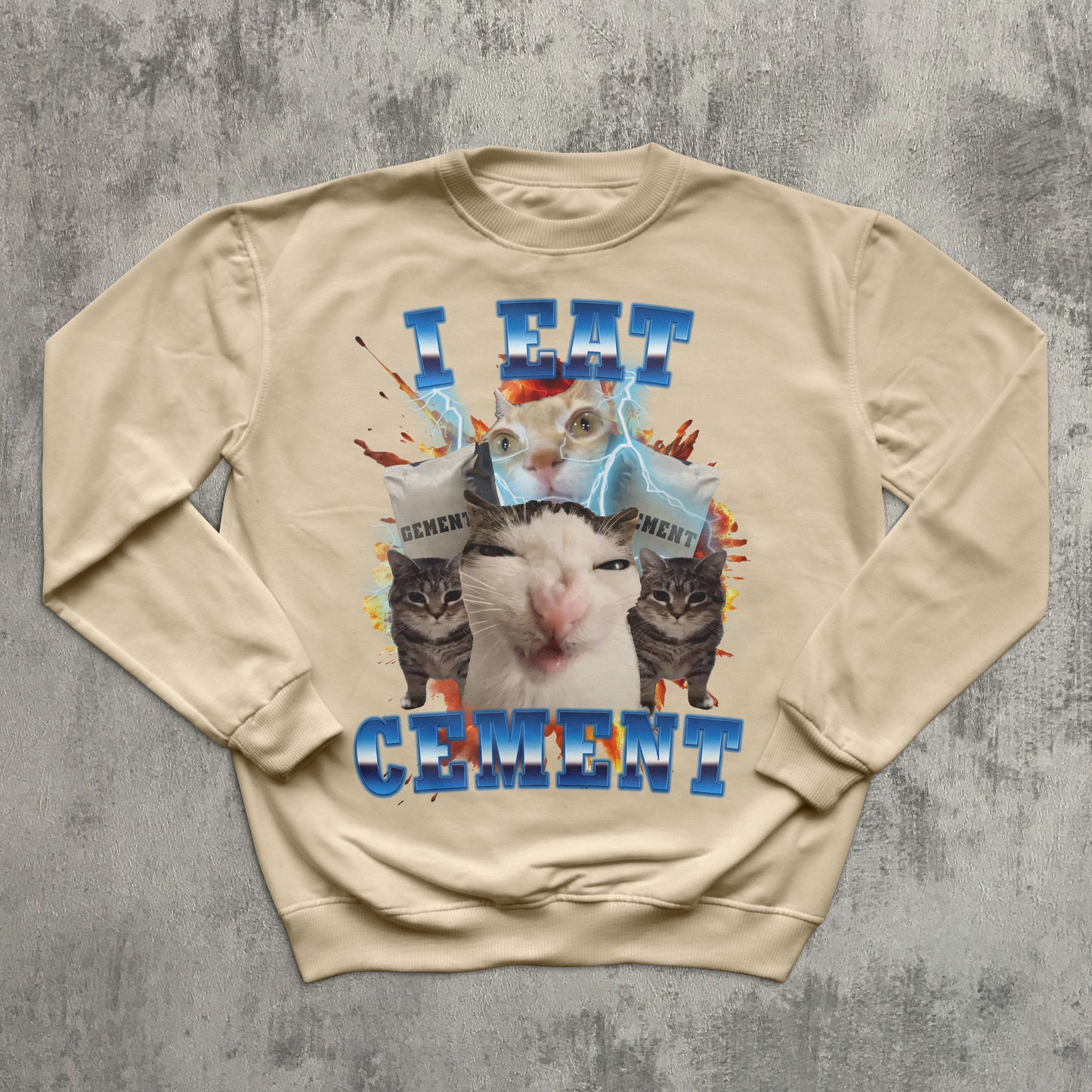 I Eat Cement Funny Cat Meme Tee Sweatshirt, Gift for Woman and Man, Stupid Gifts, Ugly Sweater