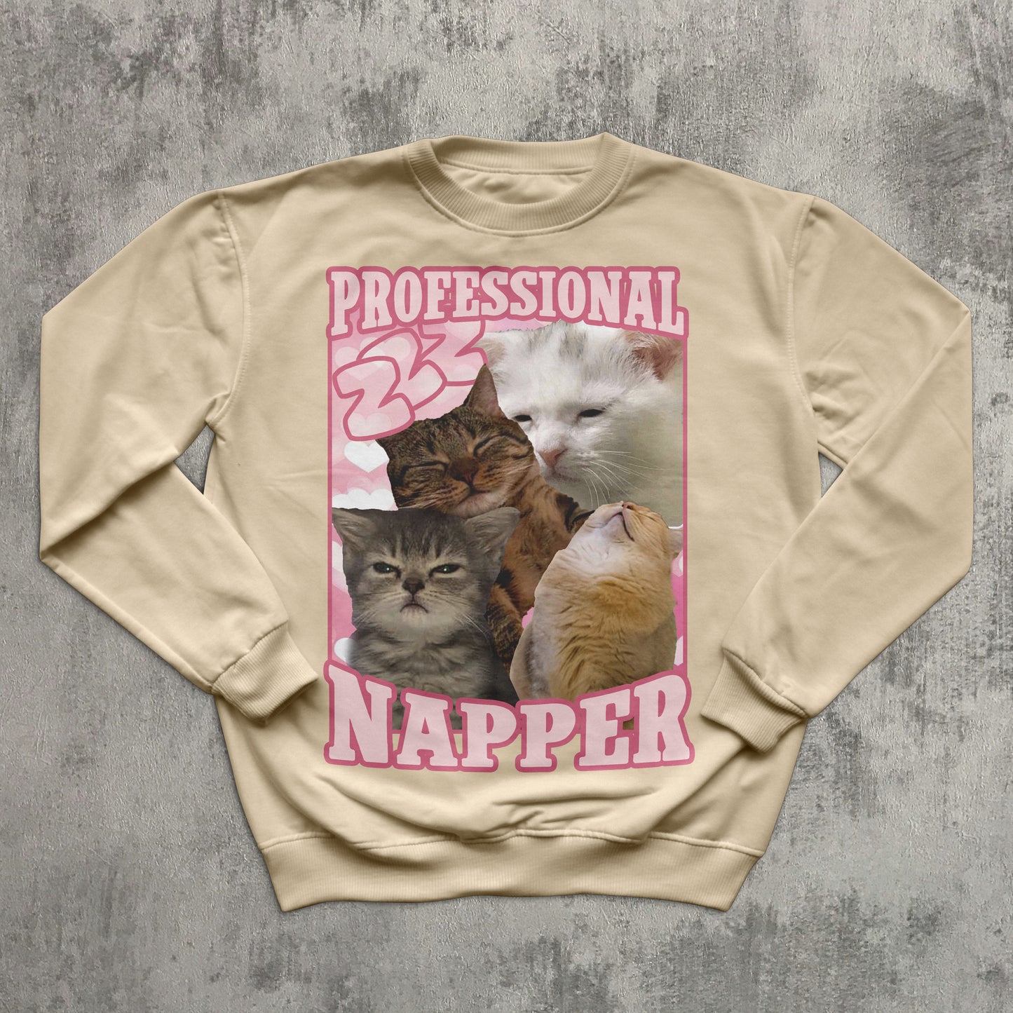 Professional Napper Funny Cat Sweatshirt, Napping Cats Meme Tops, Ugly Sweater, Napper Kitten Sweatshirts