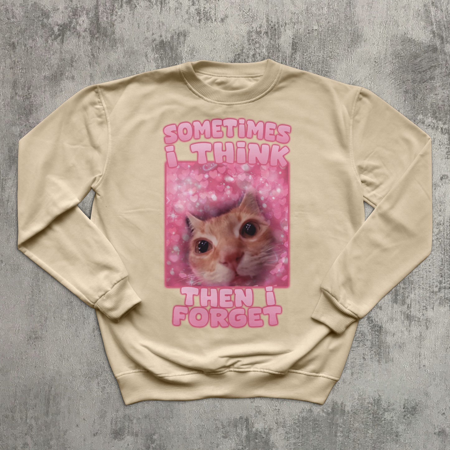 Sometimes i think then i forget Funny Cat Meme SweatShirt, Gift for Her, Stupid Gift, Ugly Sweater