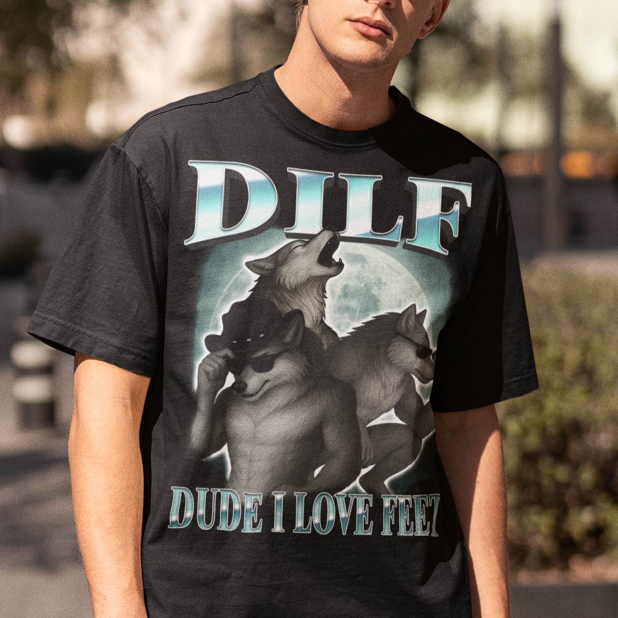 Dilf Dude I Love Feet Funny Meme T-shirt, Silly Shirt