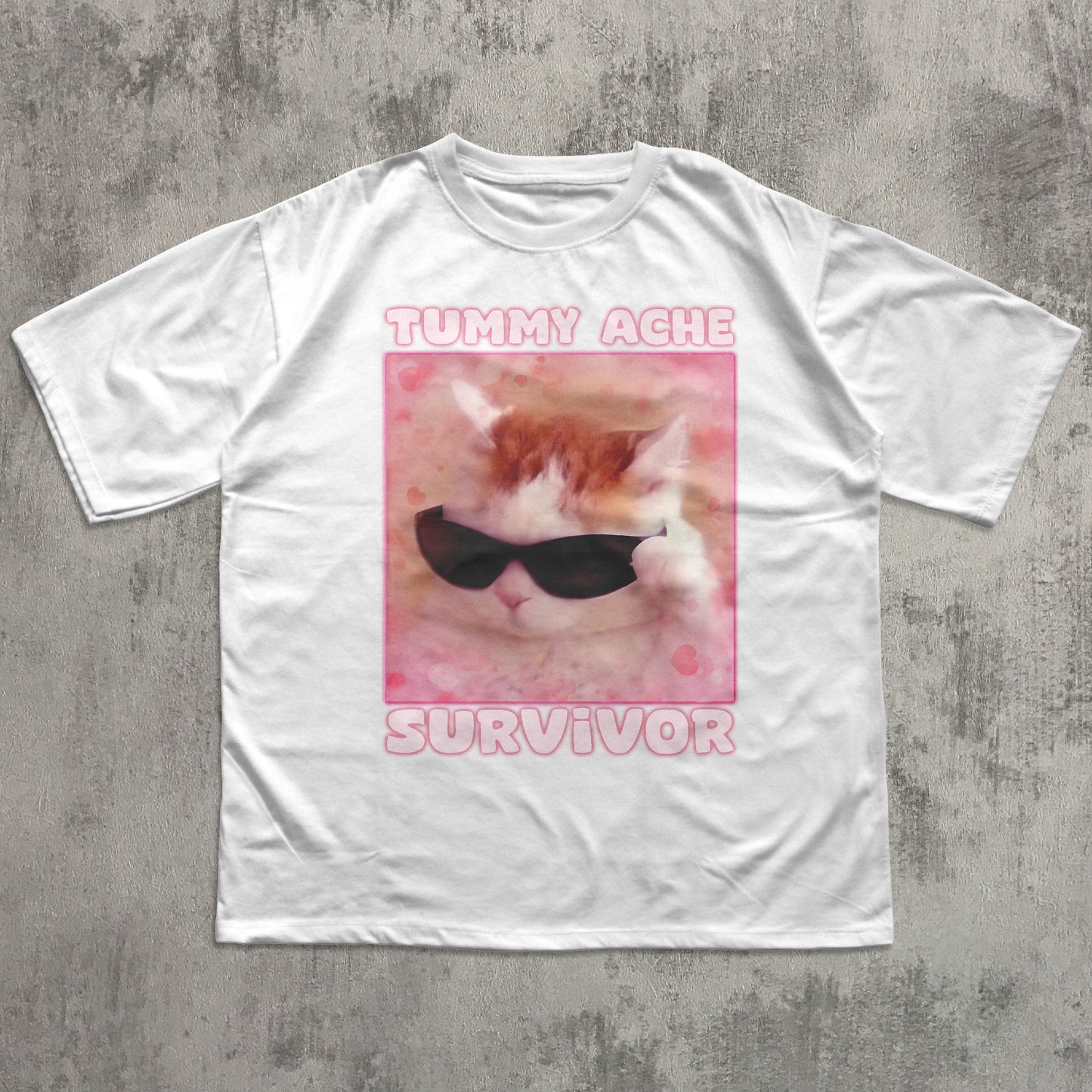 Tummy Ache Survivor Funny Cat Meme T-shirt