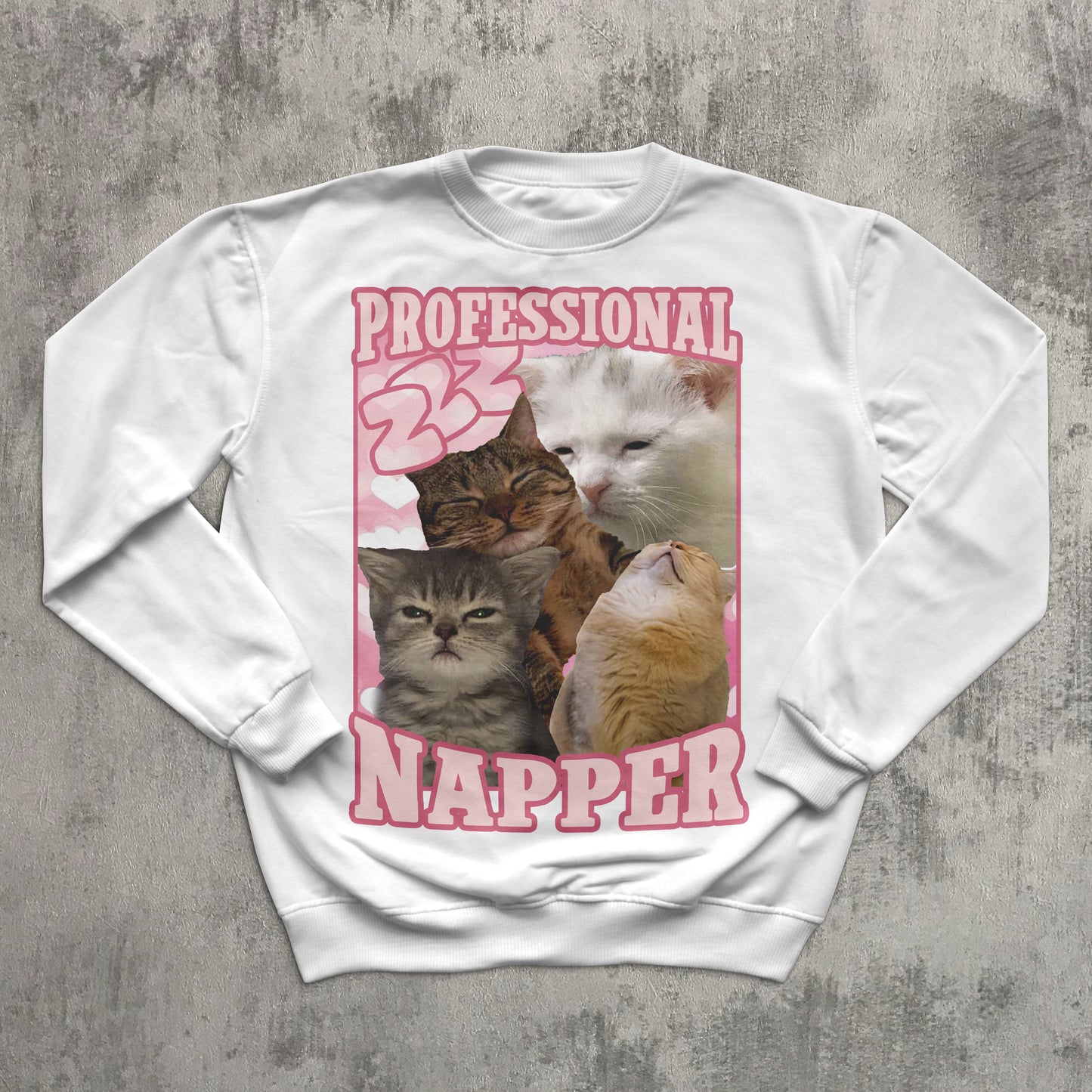 Professional Napper Funny Cat Sweatshirt, Napping Cats Meme Tops, Ugly Sweater, Napper Kitten Sweatshirts