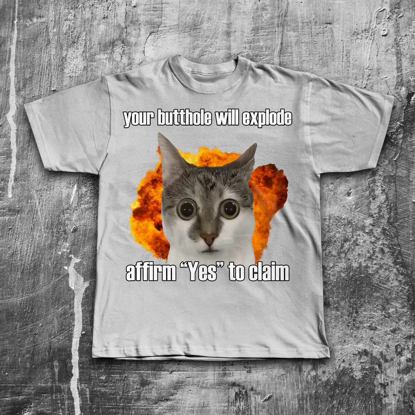 Your Butthole will explode affirm yes to claim Funny Cat Meme T-shirt, Brainrot Shirt