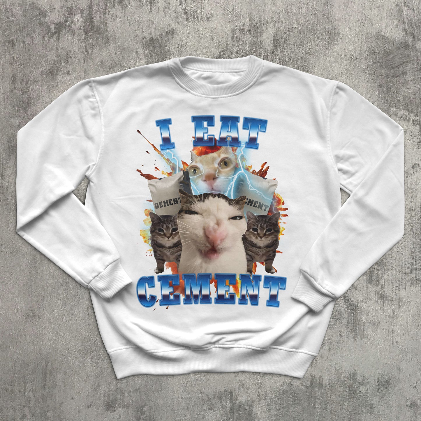I Eat Cement Funny Cat Meme Tee Sweatshirt, Gift for Woman and Man, Stupid Gifts, Ugly Sweater