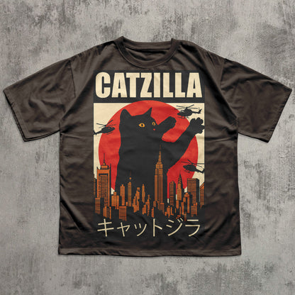 Catzilla Funny Cat Meme T-shirt, Parody Tee, Stupid Shirt