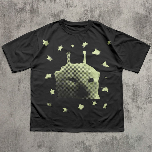 y2k graphic alien cat meme t-shirt