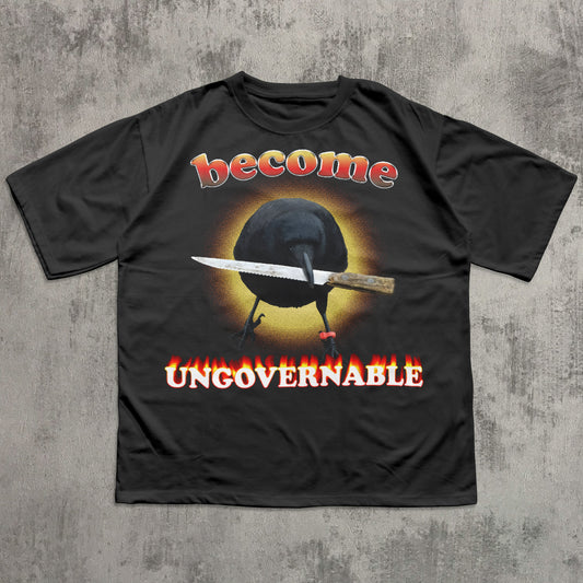 funny crow with knife meme t-shirt