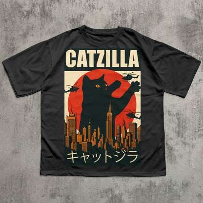 Catzilla Funny Cat Meme T-shirt, Parody Tee, Stupid Shirt