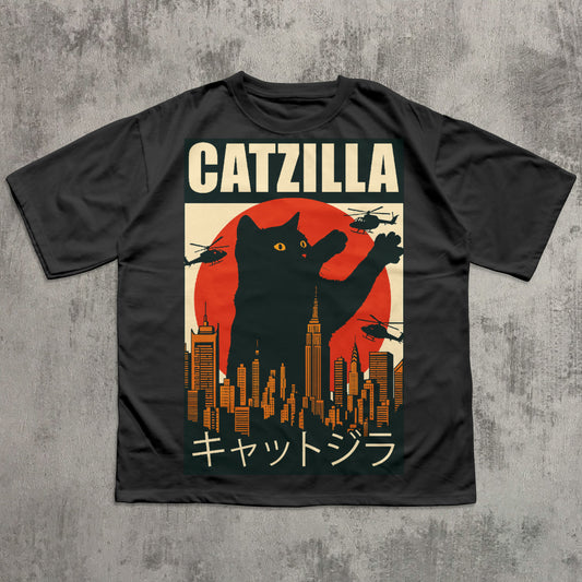 Catzilla Funny Cat Meme T-shirt, Parody Tee, Stupid Shirt