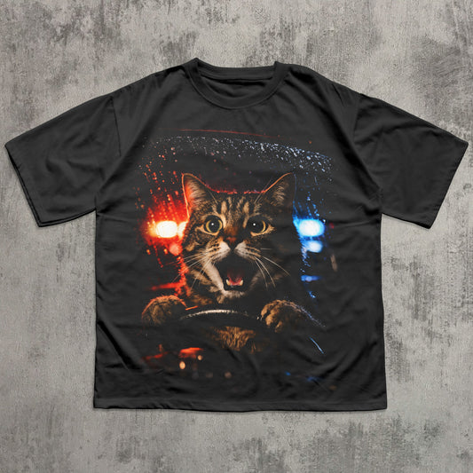 Funny Cat Police Chase T-shirt