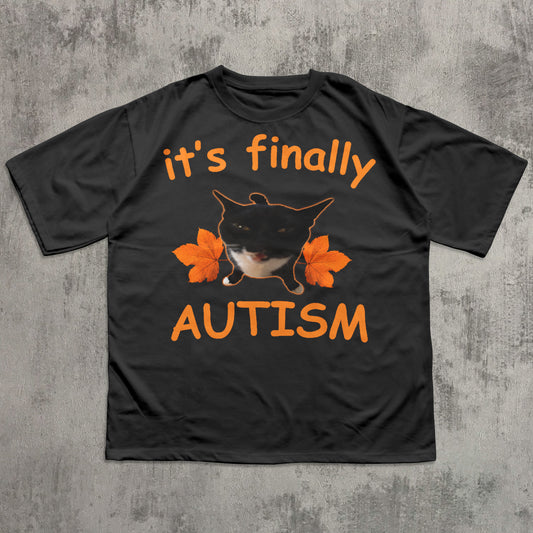 Black t-shirt with orange text and a dog graphic on a textured gray background