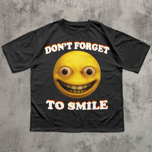 Don't Forget To Smile Funny Cursed Smiley Face Emoji T-shirt